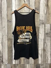 Vintage 90s Boot Hill Saloon Biker Graphic Sleeveless Tshirt Black Faded XL VTG