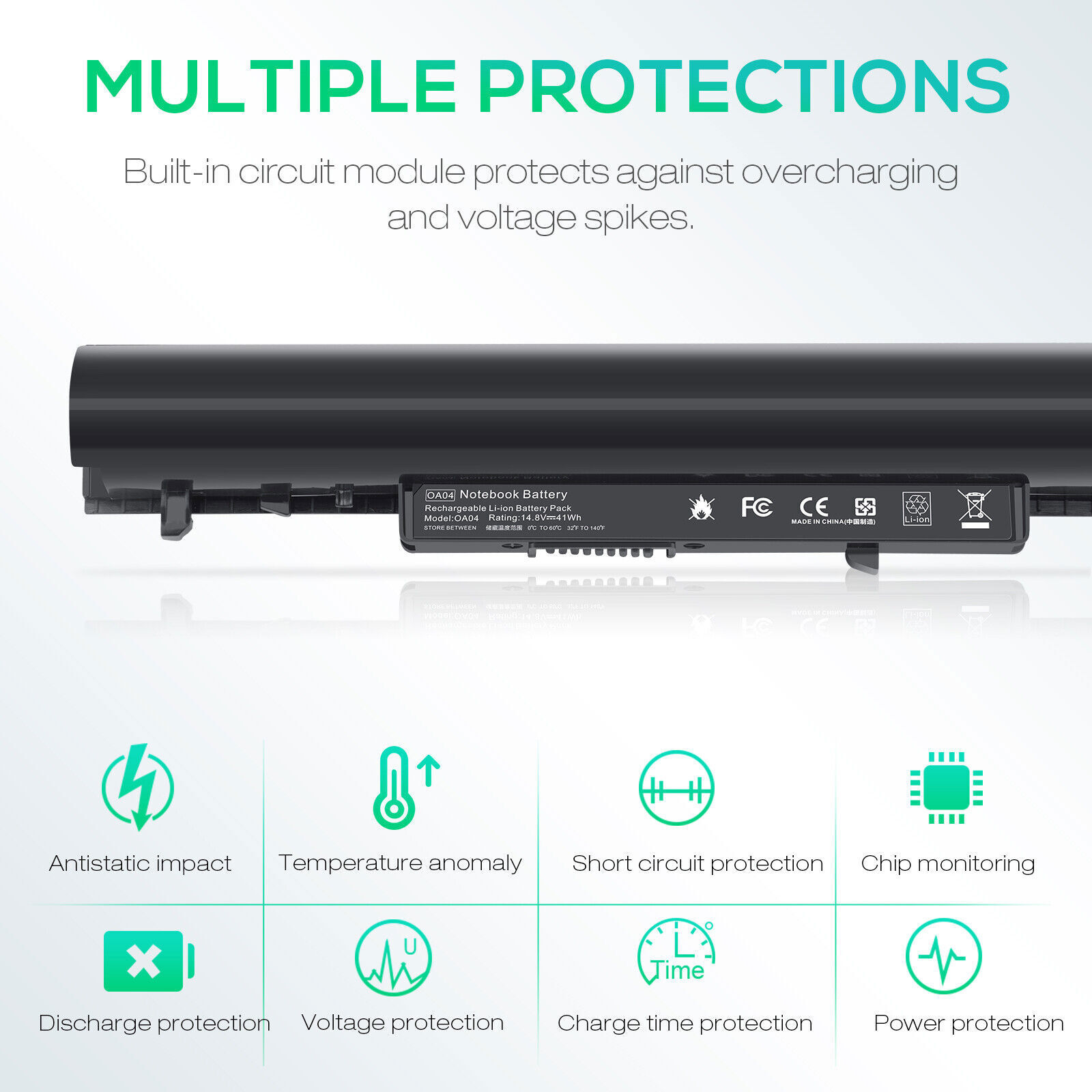 GHU Batteria OA04 OA03 Compatibile HSTNN-LB5Y, HSTNN-LB5S – 14.8V 2200mAh 4 Celle Li-Ion Per HP - 2