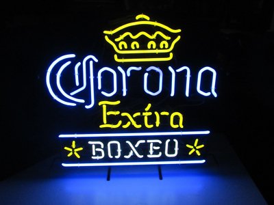 Corona Extro Boxeo Neon Sign Light Tiki Bar Pub Wall Hanging Real Glass 24''x20''