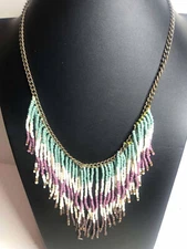 3052 ZAD vintage beaded fringe boho festival Necklace 18"-20"
