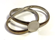 Vintage Gold Metal Stretch Belt Circle Buckle Clasp Disco Fashion '70s Sm 24-30"