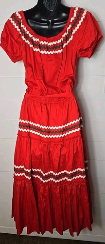 Tory Burch Embroidered Peasant Maxi Dress Red Ruffle Bottom Puff Sleeve Size S - Picture 6 of 10