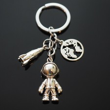 Cute Astronaut Rocket Spaceship Planet Earth Pendant Charms Keychain