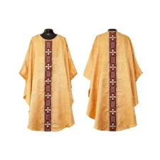 Chasuble Yellow clergy gothic vestment & Stole,Gothic chasuble ,Casel,Casulla
