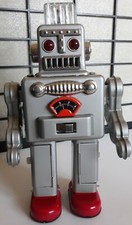 Smoking Spaceman Battery Operated Robot Reproduction SILVER NEW 12" of robot fun
