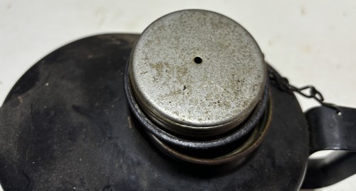 Antica lattina olio aquila con beccuccio e coperchio con catena - Foto 7 di 9