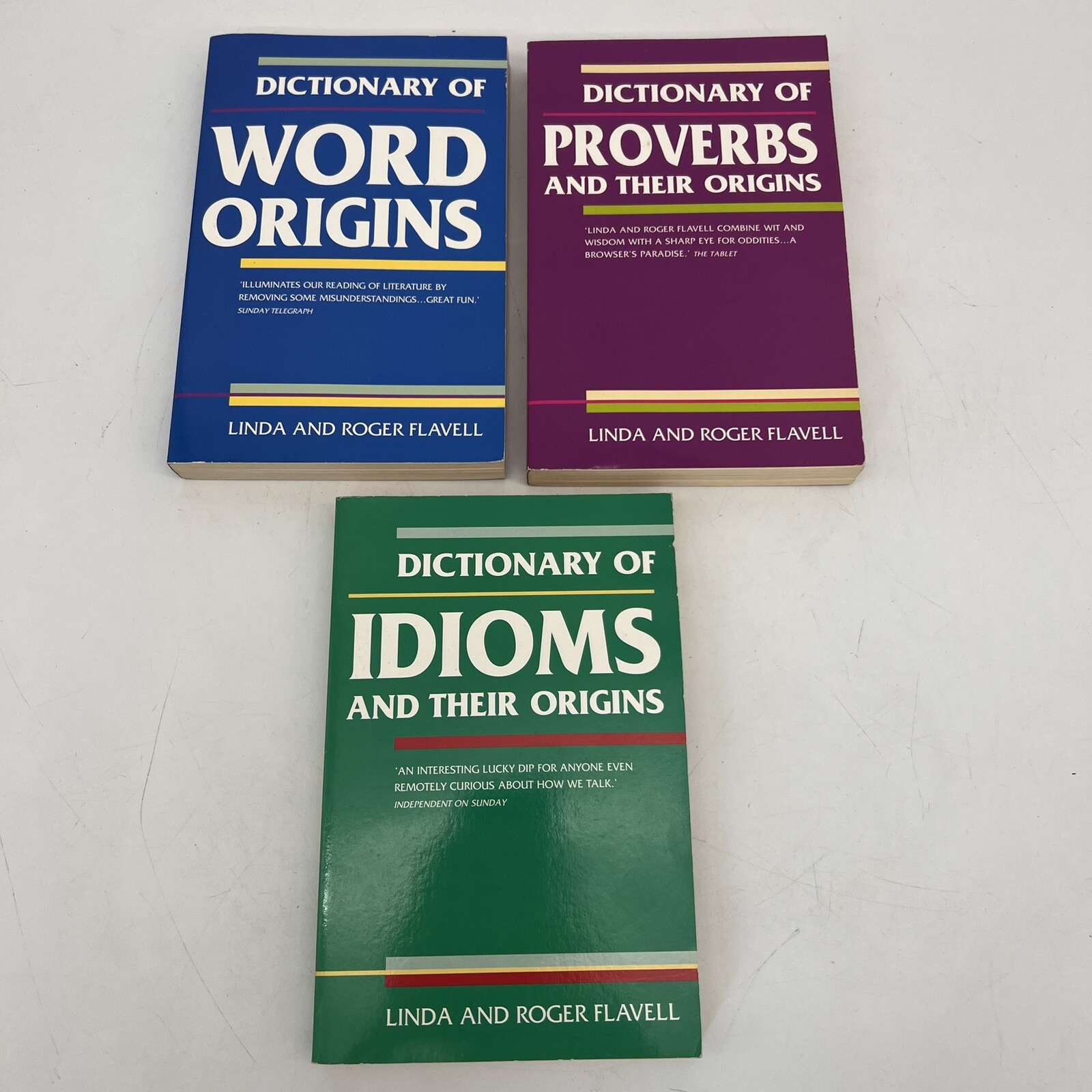 Dictionary of Word Origins Proverbs Idioms 3x Book Bundle By Linda Flavell