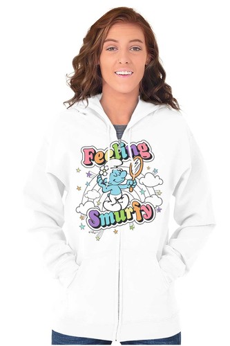Vanity Smurf Cartoon Feeling Smurfy Rainbow Womens Zip Hooded Sweatshirt Hoodie - 第 5/7 張圖片