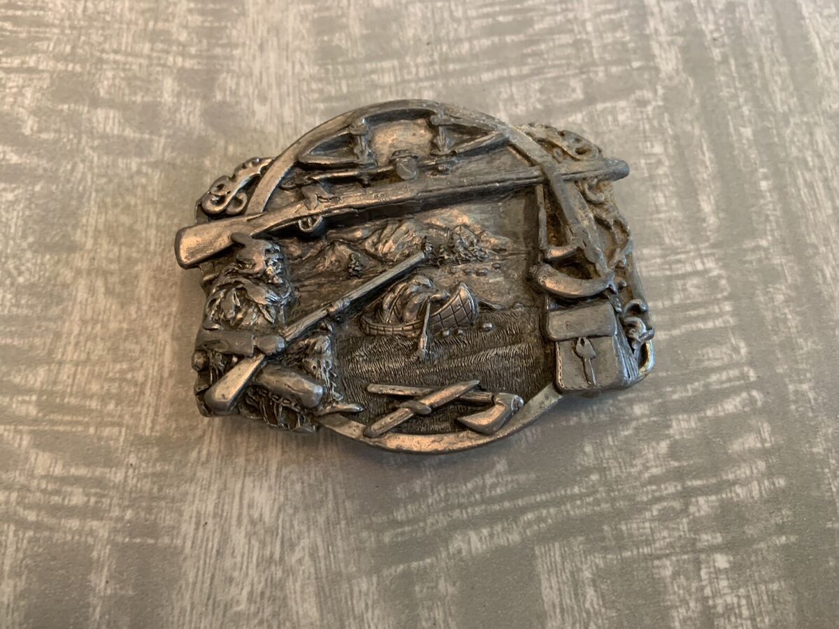 Vintage Siskiyou Pewter Belt Buckle The Fur Trapper 0-29 Vintage Siskiyou Pewter Belt Buckle The Fur Trapper 0-29