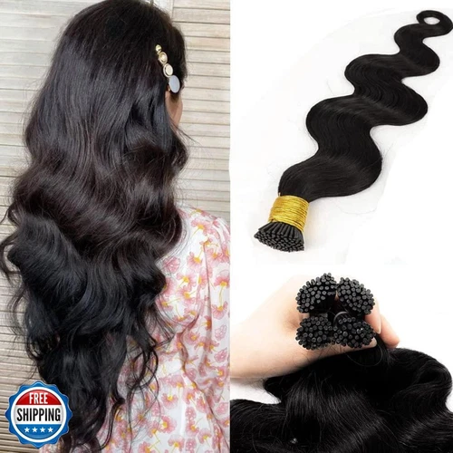 Natural Curly I Tip Human Hair Extension 18 inch Cold Fusion Virgin Hair Exte