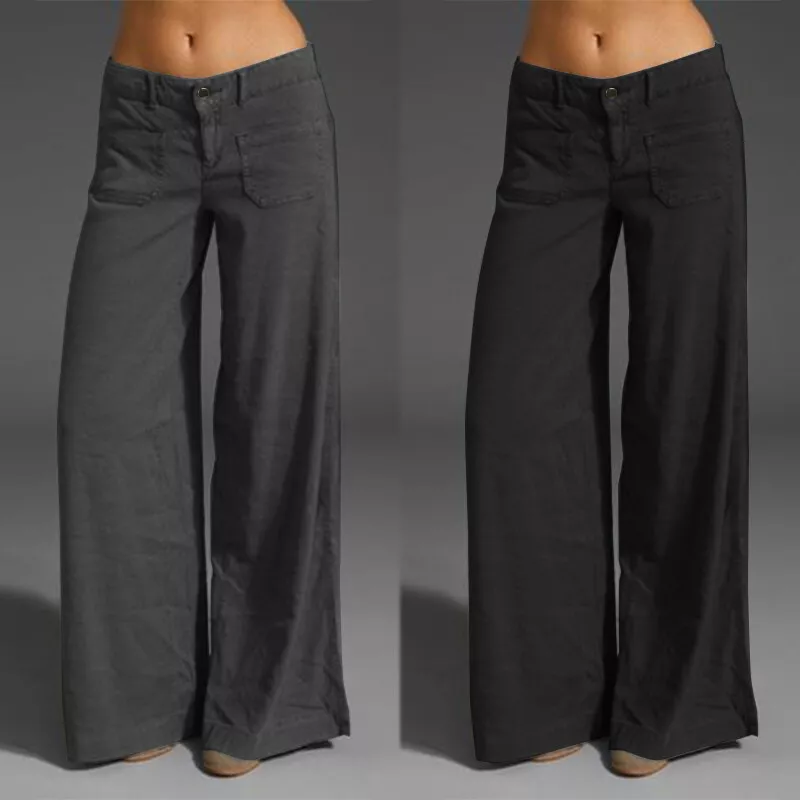 Low rise cheap wide leg trousers
