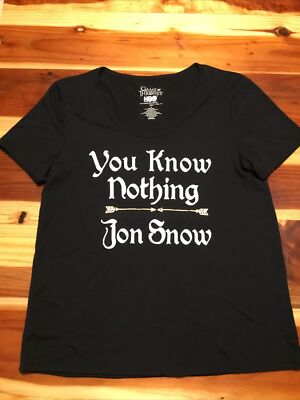 Game of Thrones HBO ''You Know Nothing Jon Snow'' T-Shirt Black NWOT