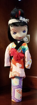 Vintage asiatische Volkskunst Mutter mit Baby Klammer Puppe-handgenäht-EUC-Qualität - 11'' groß