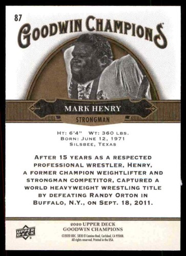 2020-21 Upper Deck Goodwin Champions Mark Henry #87 - Picture 2 of 2