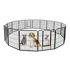 32"H Pet Dog Playpen Foldable Metal Dog Fence Exercise Pen 16 Panel Dog Kennel