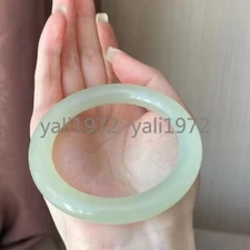 Certified Grade A Natural Gray HeTian Jade Fat Round Bangle Bracelet 52-64mm