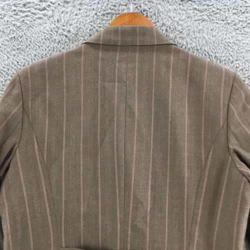 Talbots Pinstriped Blazer Jacket Womens 10 Taupe Wool Blend Long Sleeve Formal - Picture 9 of 13