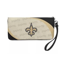 NWT NFL New Orleans Saints Women Synthetic Leather Curve Zip Organizer Wallet