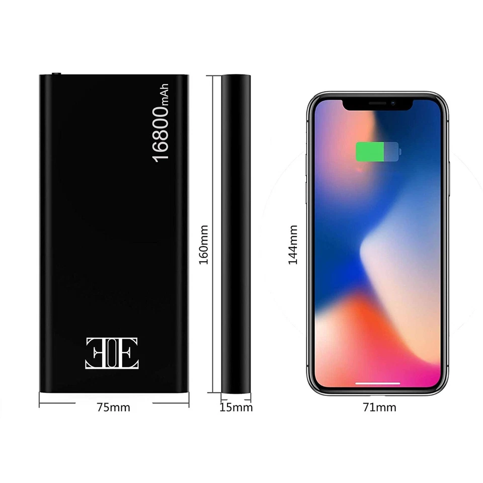 Batería Externa Portátil Delgada 2 Usb Gran Capacidad Banco de Alimentación Cargador 16800mAh Foto 4 de 4