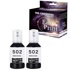 2PacK T502 Ink Refill Bottle Black for ET-3760 ET-2760 ET-3710 ST-4000 Printer