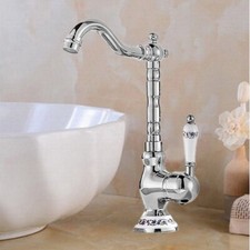 Polished Chrome Single Ceramic Handle Swivel Bathroom Sink Faucet Mixer Tap