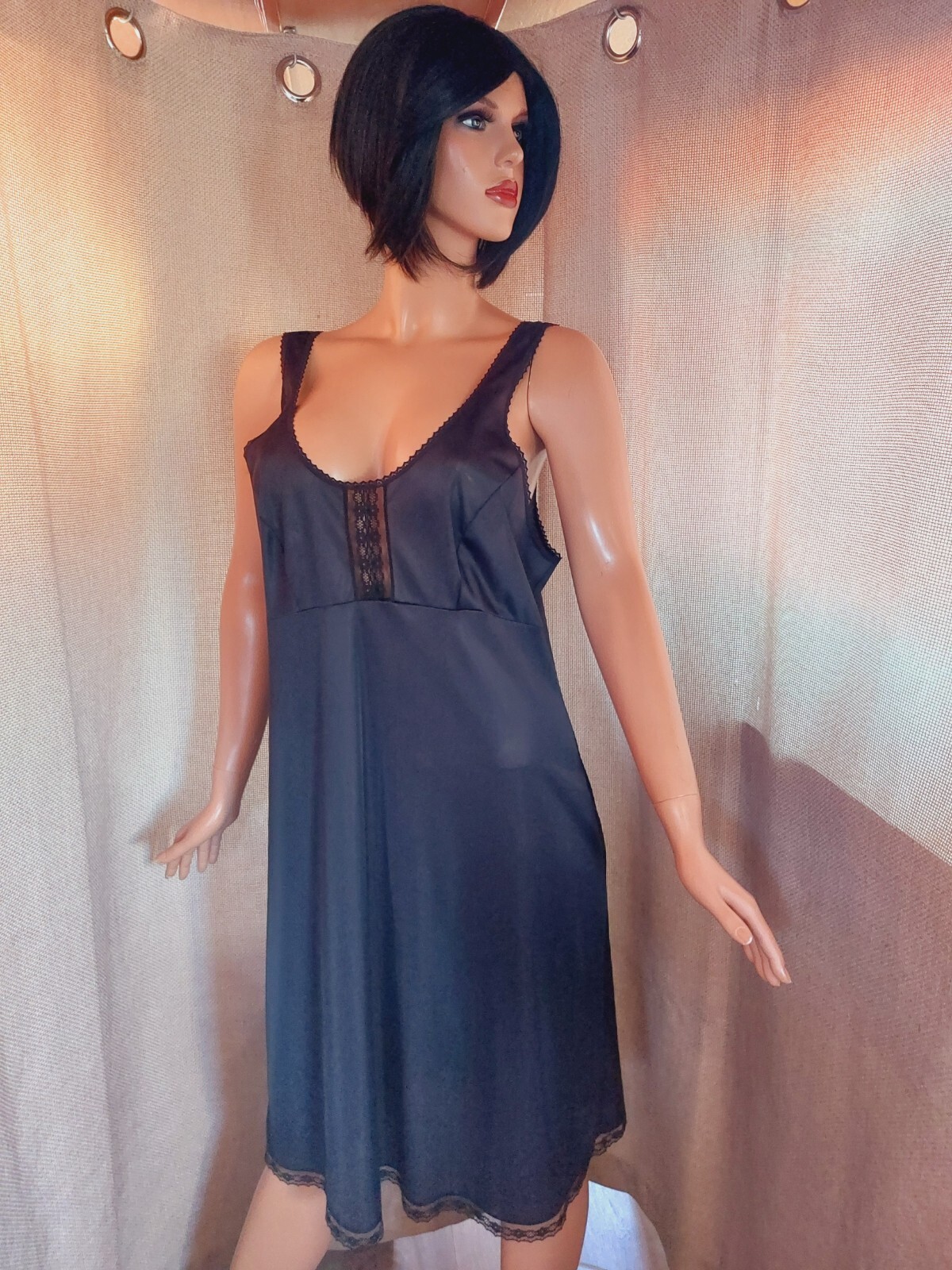 VTG EVANS FULL SLIP PETTICOAT BLACK UK SIZE 22/24 386 eBay