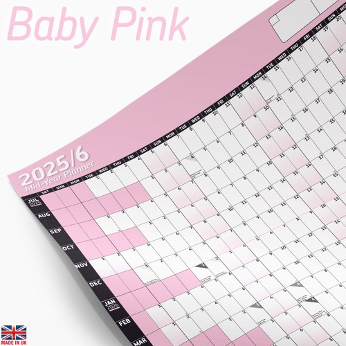 Calendario planificador de pared de medio año calendario 2025-2026 gráfico calendario académico ROSA BEBÉ - Imagen 98 de 125