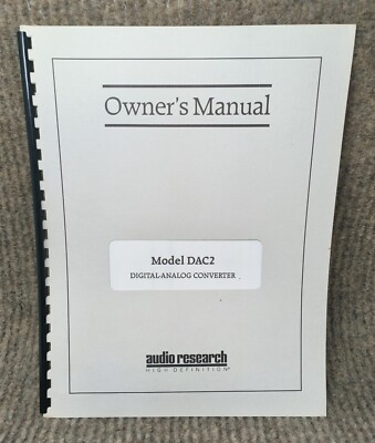 Audio Research DAC2 Digital Analog Converter Manual Bedienungsanleitung