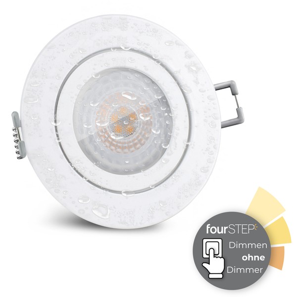 RW-2 Einbauleuchte Led Flach Weiß & Rund IP44 Inkl Fourstep Modul 5W Neutralweiß-image