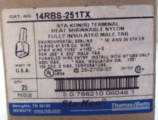 THOMAS BETTS STA-KON TERMINAL HEAT SHRINK INSULATED MALE TAB P/N: 14RBS-251TX