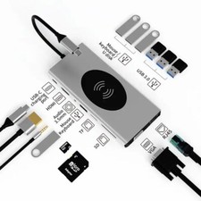 15 in 1 USB-C Hub, Supports Wireless Charging, 7 USB 3.0  2.0, Audio, and more