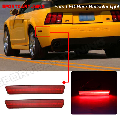 Red Lens Rear Side Marker Reflectors For 1999-2004 Ford Mustang - 2pc Set