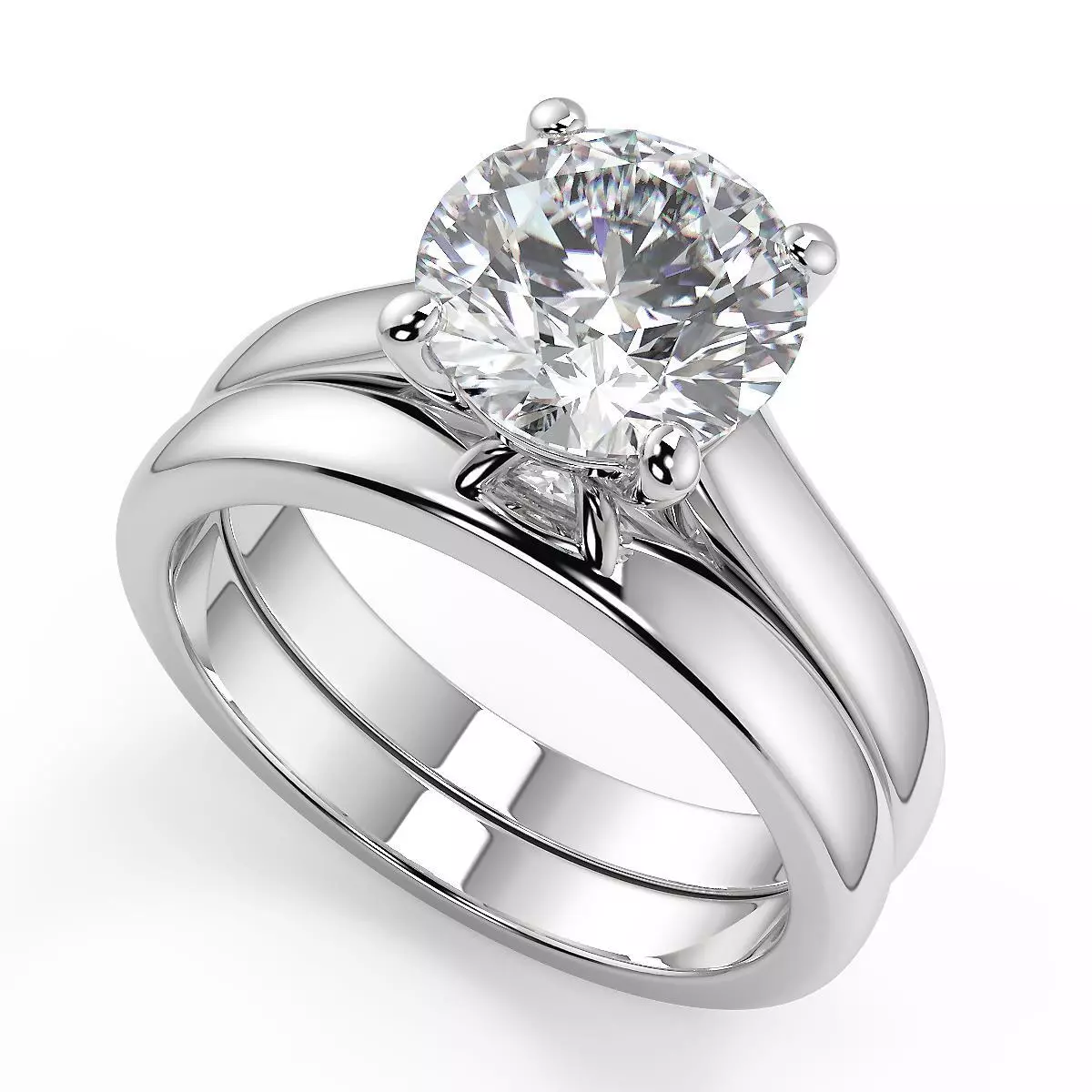 2.5 Ct Round 4 Prong Basket Solitaire Diamond Engagement Ring VVS1