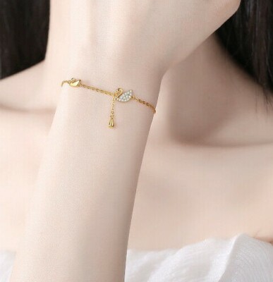 ECHT ARABESKEN SCHMUCK STERLINGSILBER 925/GOLD KRISTALL SCHWAN ARMBAND/ARMREIF.