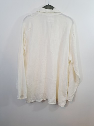 Flax By Jeanne Englehart White Linen Large Button-up Shirt Flaw - Picture 2 of 5
