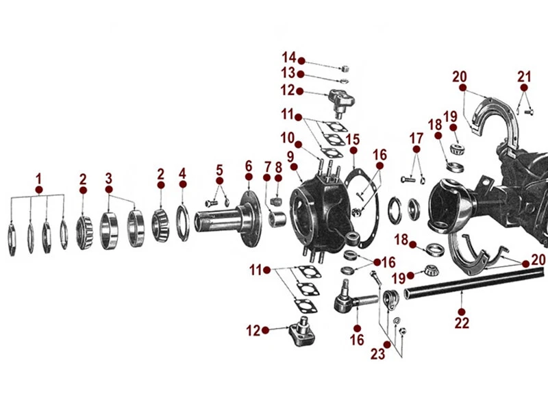 KIT COMPLETO DE REVISIÓN DEL EJE DELANTERO PARA JEEP & WILLYS 41-66 - Kit de rodamientos de nudillos Foto 3 de 4