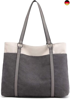 JANSBEN Damen Handtasche Schultertasche Canvas Casual Groß Tasche Shopper 