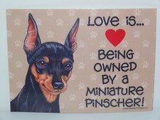 Love Is Being Owned By A Miniature Pinscher Dog 5x7 Hang Anywhere Sign w/ Magnet