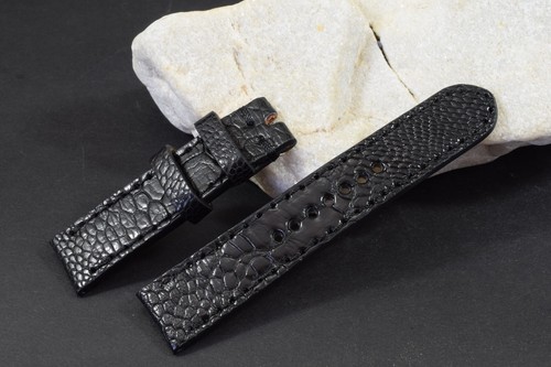 UHRENARMBAND 20/20 115/75 MM ECHT STRAUSS LEDER SCHWARZ HANDMADE MA STRAP 153 - Picture 2 of 8