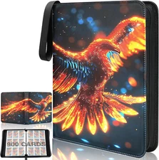 Card Binder 9 Pocket with 50 Removable Sleeves, Holds 900 for Game,Sports Tradin
