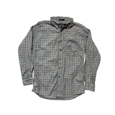 Sir Pendleton Wool Shirt Mens Medium Grey Tan Plaid Button Down Virgin Wool USA