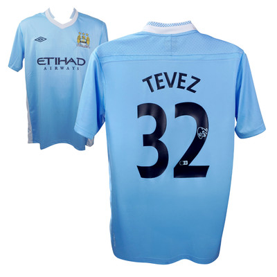 マンチェスター・シティ TEVEZ 32番 希少 Carlos Tevez Signed Manchester City Home Soccer Jersey #32 with