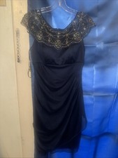 DJ Jaz Dress Size 4 Knee Length Bodycon Navy Blue Gathered Side Beaded