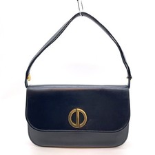 Auth Christian Dior CD Gold Hardware Leather Black Flap Shoulder Bag NS041416