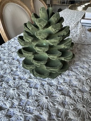 Green Velvet Pine Cone 7  Tall