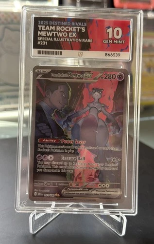 Pokémon Rocket's Mewtwo Destined Rivals SIR 231/182 Ace 10 PERFECT SUBGRADES
