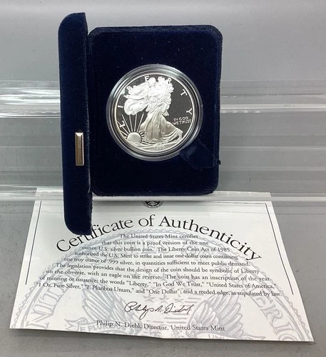 1999 P Proof American Silver Eagle - With Box & CoA