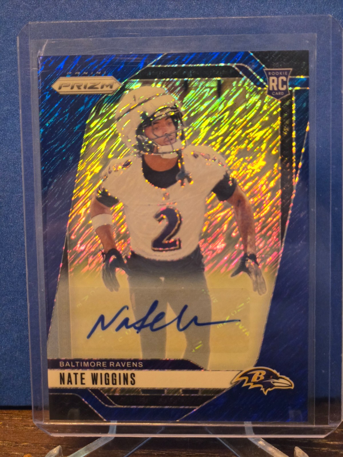 2024 Panini Prizm NFL Nate Wiggins Blue Shimmer Rookie Autograph /25 Auto Ravens
