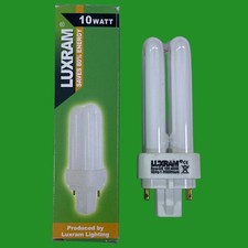 4x 10W Luxram G24q-1, 4 pin, 4000K Low Energy CFL PL Light Bulb Cool White Lamp