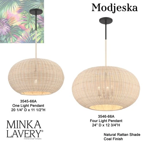 Minka Lavery 3546 Modjeska 4 Light 24"W Multi Light Pendant - Coal - Picture 4 of 9